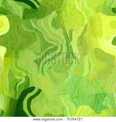 art abstract colorful chaotic waves seamless pattern in Klimt style; background in yellow and green colors