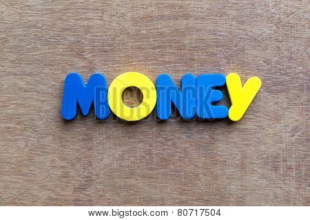Money Word In Wood Background