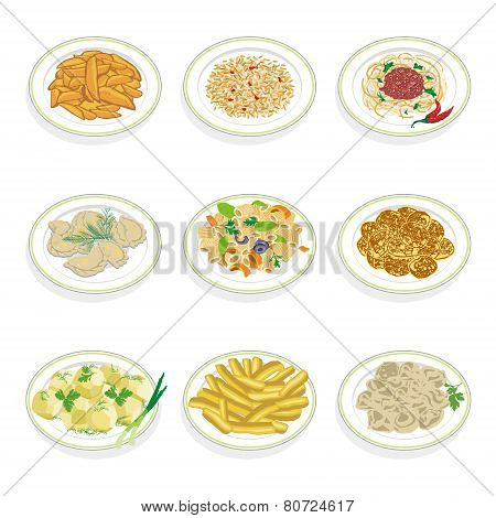 dishes icon set