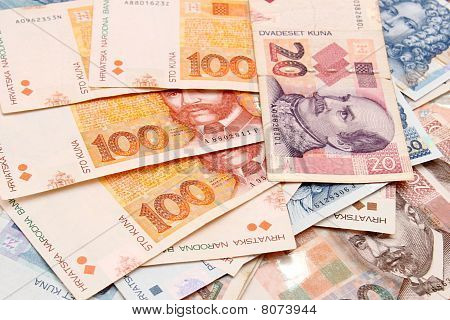 kroatische Kuna Banknoten angeordnet