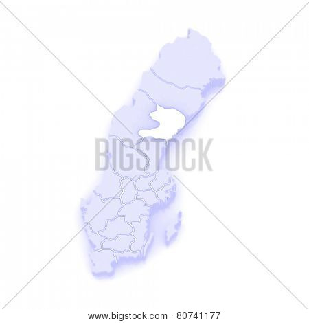 Map of Vasternorrland. Sweden. 3d