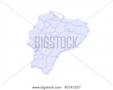 Map of Carchi. Ecuador. 3d
