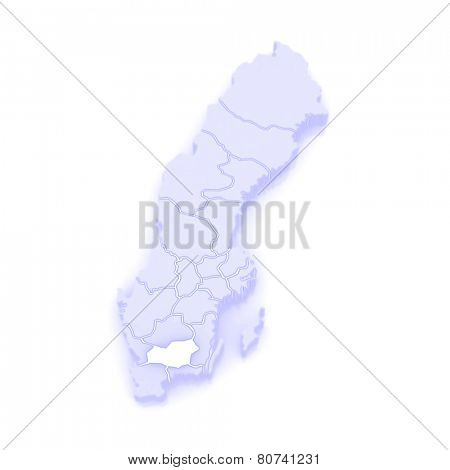 Map of Vaxjo. Sweden. 3d