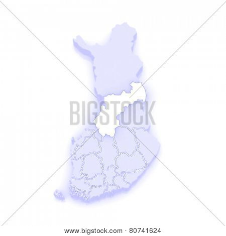 Map of Northern Ostrobothnia. Finland. 3d