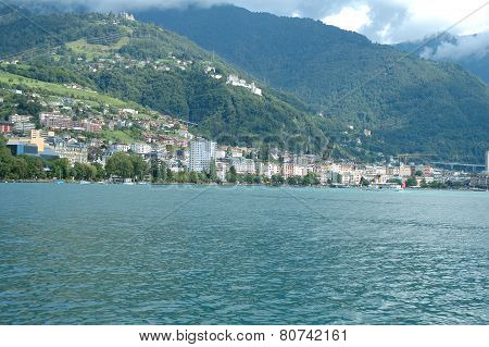 Montreux At Geneve Lake In Switzerland