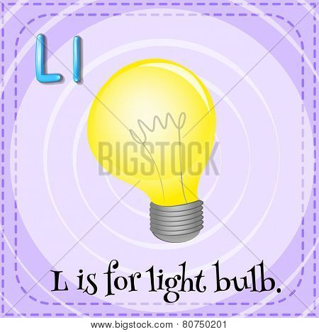 Illustration of a letter l is for light bulb