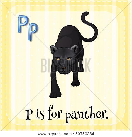 Illustration of a letter p is for panter