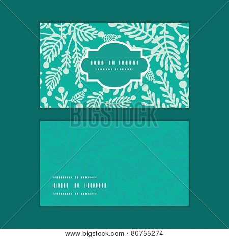 Vector emerald green plants horizontal frame pattern business cards set