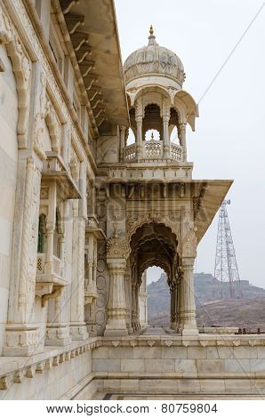 Jaswant Thada. Ornately Carved White Marble Tomb Of The Former Rulers Of Jodhpur