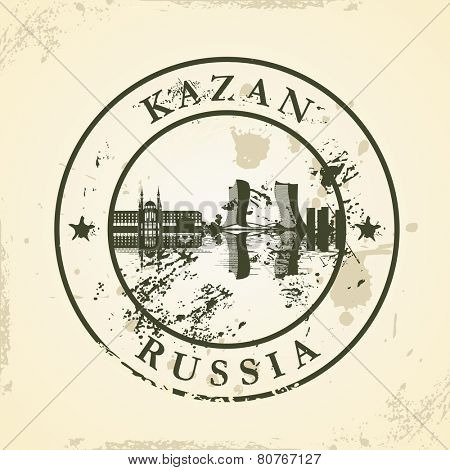 Grunge rubber stamp with Kazan, Russia - vector illustration