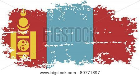 Mongolian grunge flag. Vector illustration.