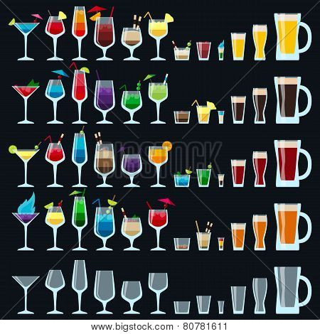 Set Of Colorful Alcohol Drinks