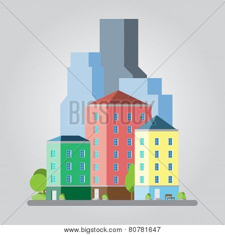 .modern Flat Design Cityscape Illustration