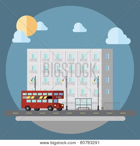 Flat Design Of Cityscape Street