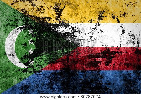 Grunge of Comoros Flag on dirty paper