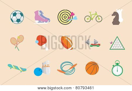 Set of vector sport icons in flat design