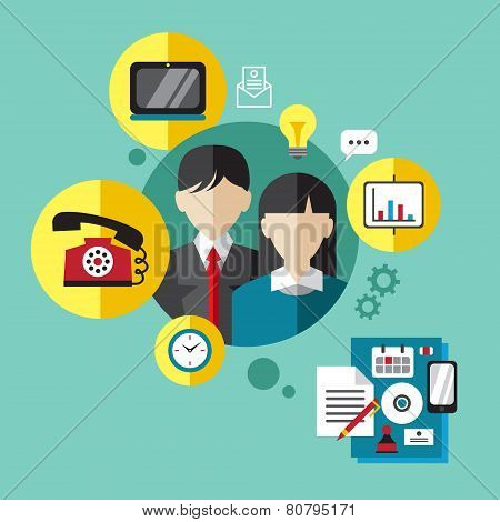 Business partners flat icon. Vector set infographic