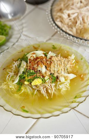 Soto, one of traditional Indonesia chicken soup with many herbs and spices