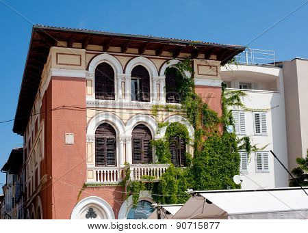 View On Old Building On The Street Obala Marsala Tita, Porec, Croatia