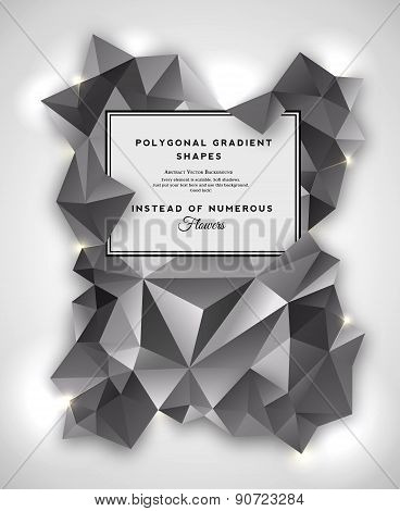 Retro Frames Like Abstract Horisontal Vector Card or Background. Victorian Style Imitation with Polygons Instead of Flowers. Clear Typography, Flares and Soft Shadows. Isolated.