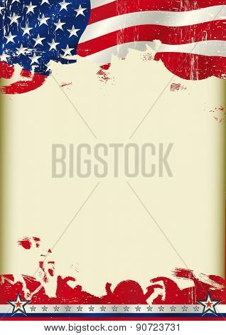 American poster waving flag background. An American waving flag on this poster with a large copy space for your message on this poster.