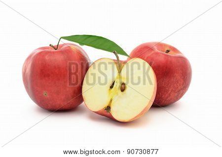 Red, Ripe Apples Jonagold Isolated On White Background