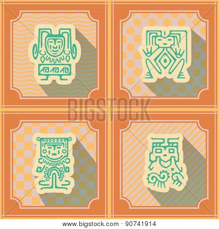 Seamless background with American Indians relics dingbats characters