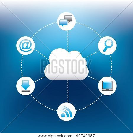Cloud computing design over blue background vector illustratrion
