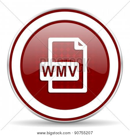 wmv file red glossy web icon 