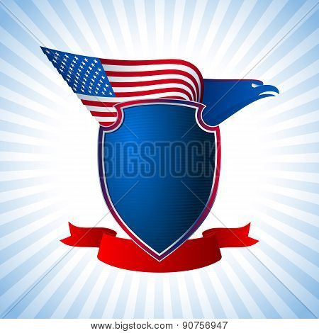 Eagle Us Shield Flag Wing Flying Background Blue