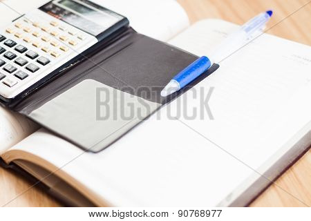 Classic Leather Notebook With Pen And Calculator