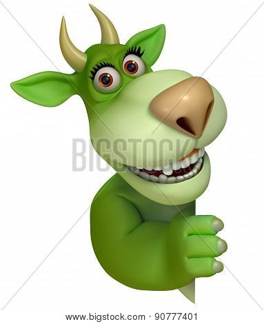 3d Cute Happy Green Cartoon Monster Smils