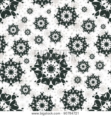 Seamless pattern with abstract flowers. Repeating modern stylish geometric background. Simple black