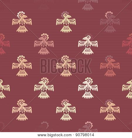 Seamless background with American Indians relics dingbats characters