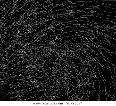 Abstract Texture Made Of Thin, Entangled Lines Moving In An Irregular Way. Chaotic Sketchy, Doodle B