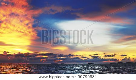 Beautiful Sunset Over Sea