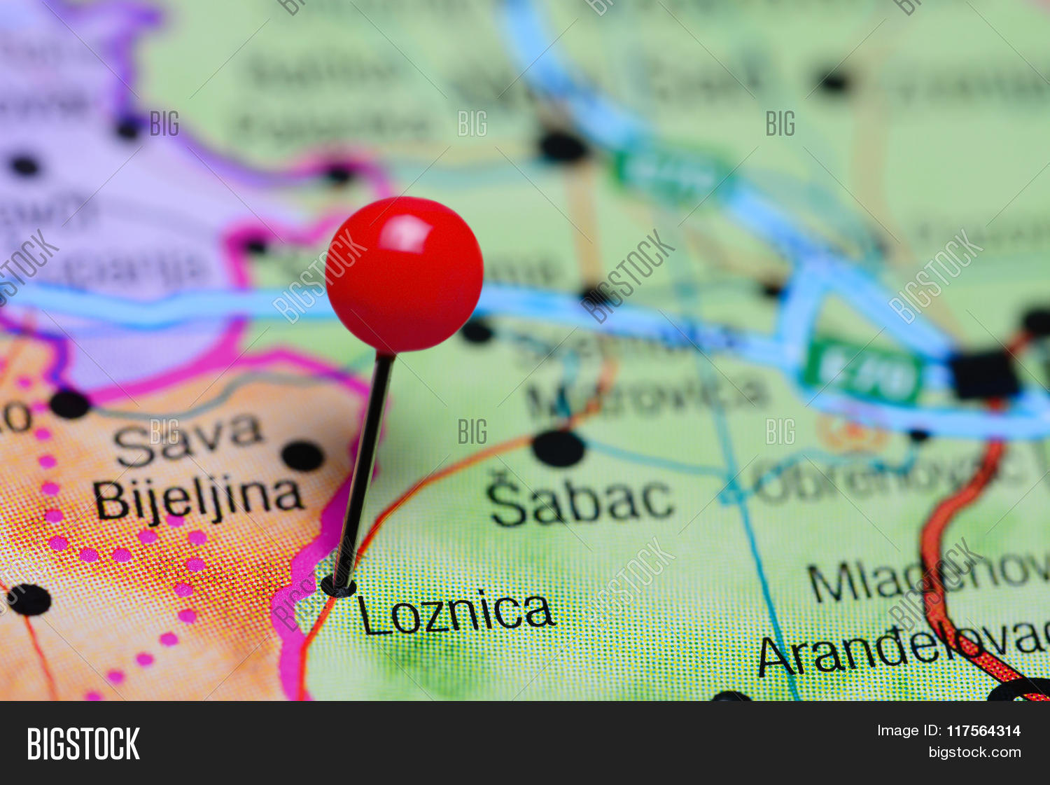 Loznica Pinned On Map Image & Photo (Free Trial) | Bigstock