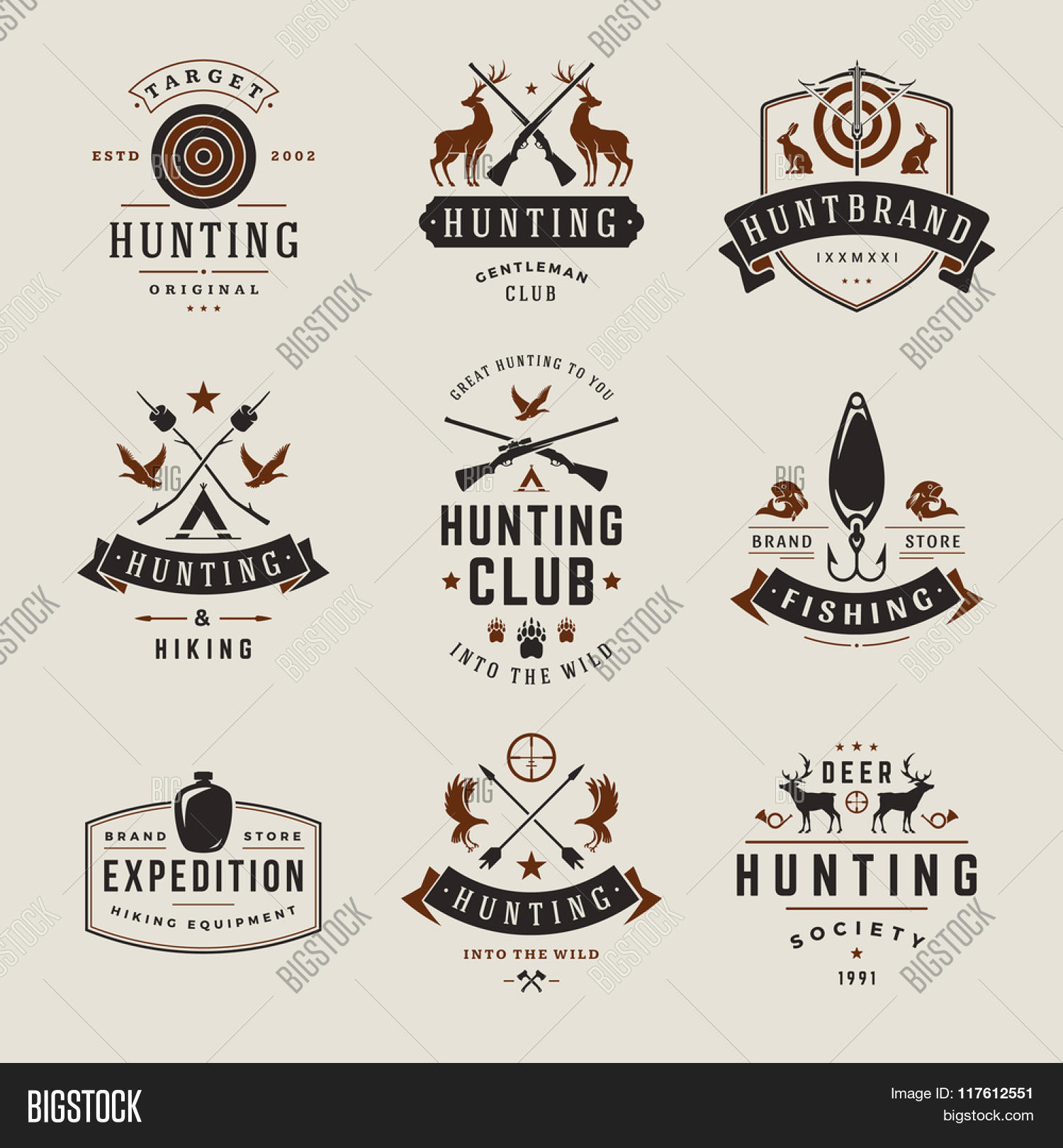 Set Hunting Fishing Vector Photo Free Trial Bigstock