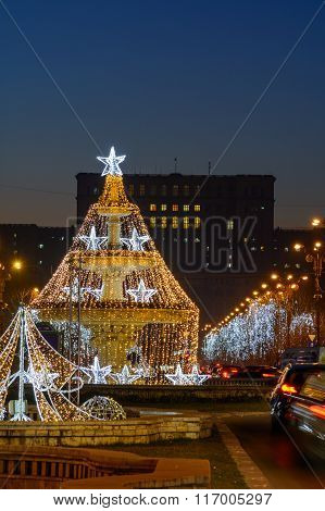 Bucharest, Romania - January 2: Piata Unirii, Palace Of Parliament On January 2, 2016 In Bucharest,