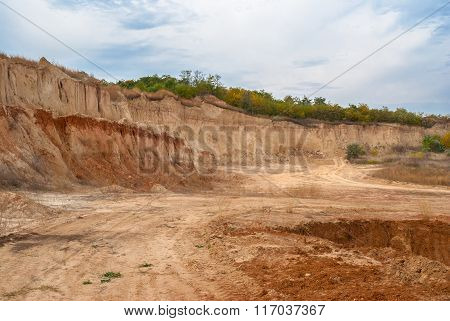 An open clay pit in central Ukraine