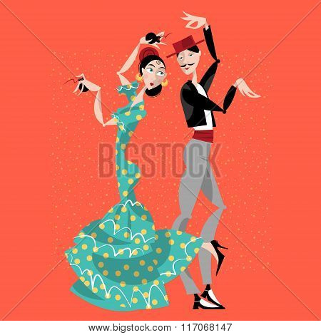 Flamenco Dancers. Spanish Traditions.