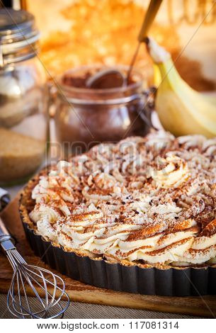 Banoffee Pie With Whipped Cream And Chocolate