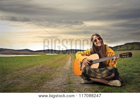 Happy girl in the countryside