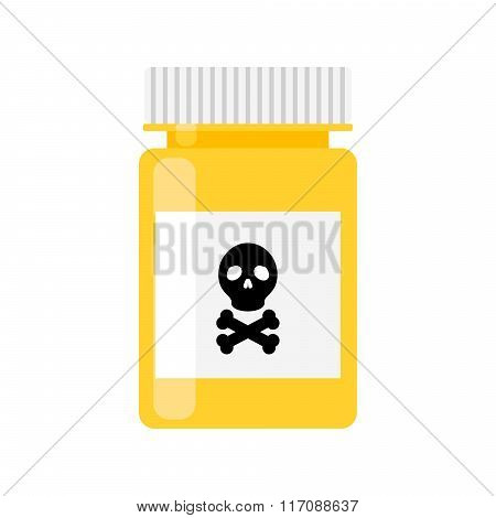 Poison pharmacy bottle vector icon.