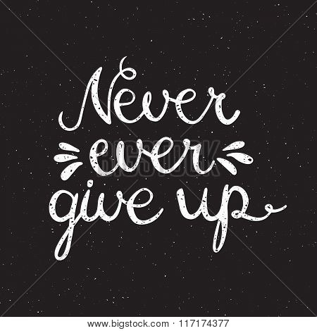 Never ever give up inspiration quotation.