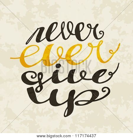 Never ever give up inspiration quotation.