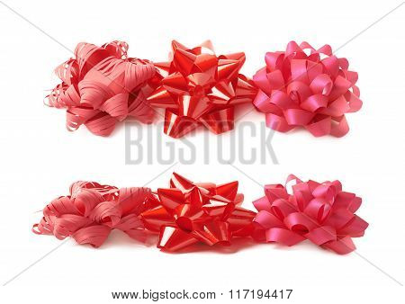 Decorational ribbon gift bow isolated
