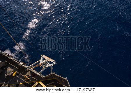 Anchor at port side of jack up oil rig