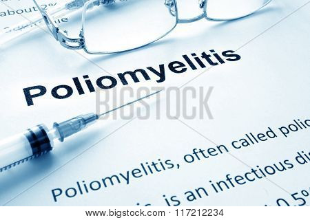 Paper with diagnosis Poliomyelitis.