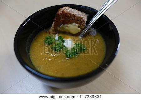Home Made Vegetable Soup And Toast